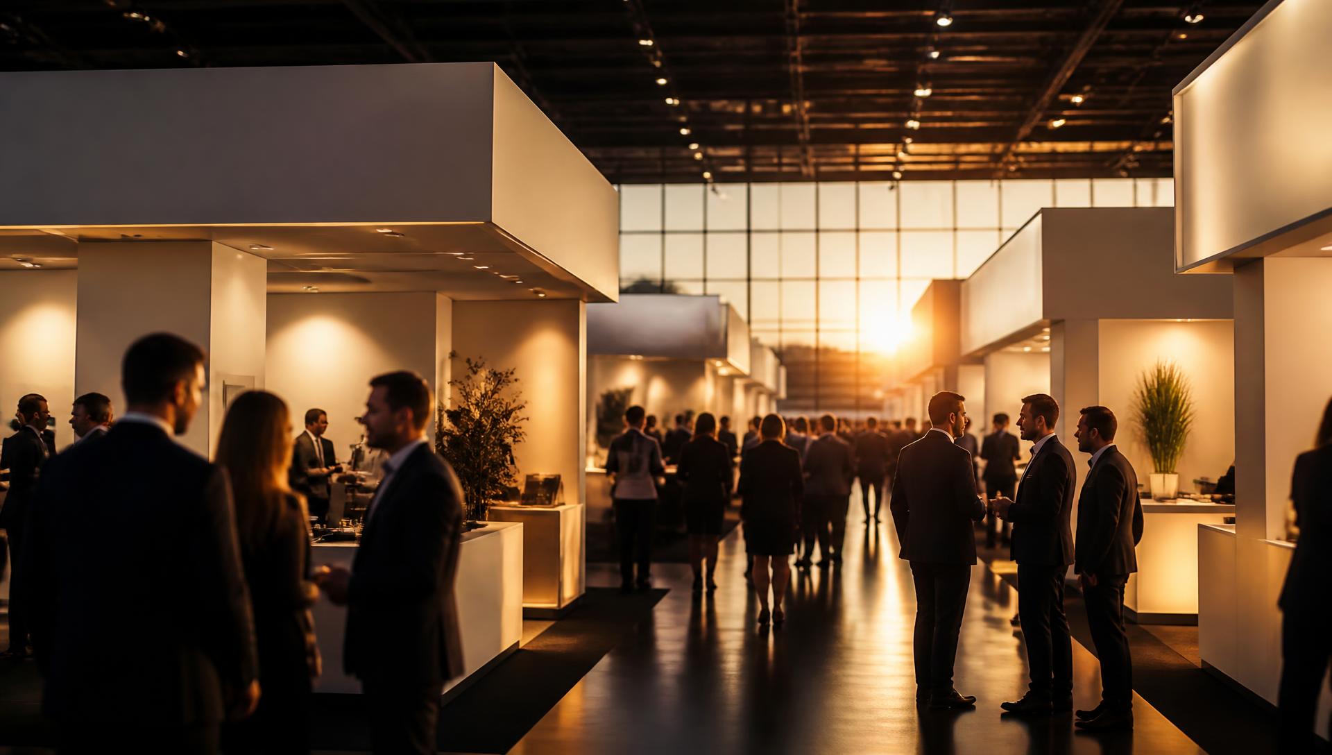 Exhibitors and visitors networking inside a Namma Expo exhibition hall